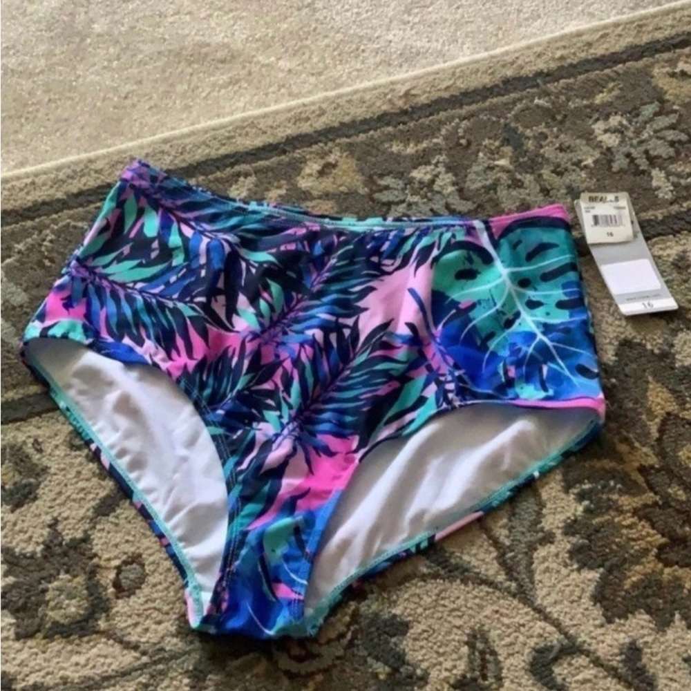 Your best look tankini bottom size 16 NWT great pattern purple blue black
